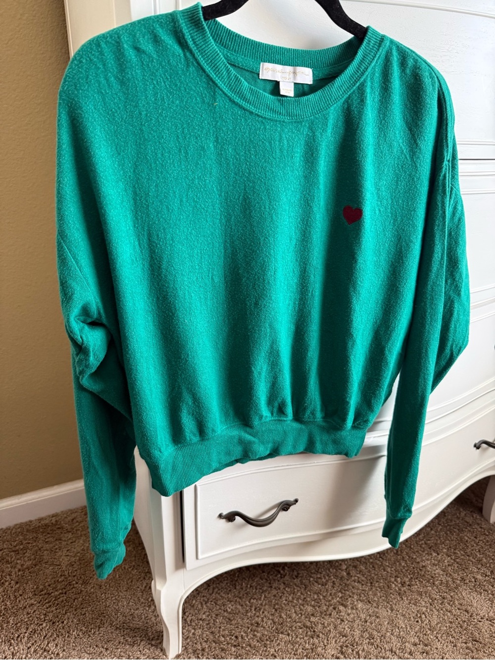 Spiritual Gangster Teal Crewneck Sweater with Maroon Heart